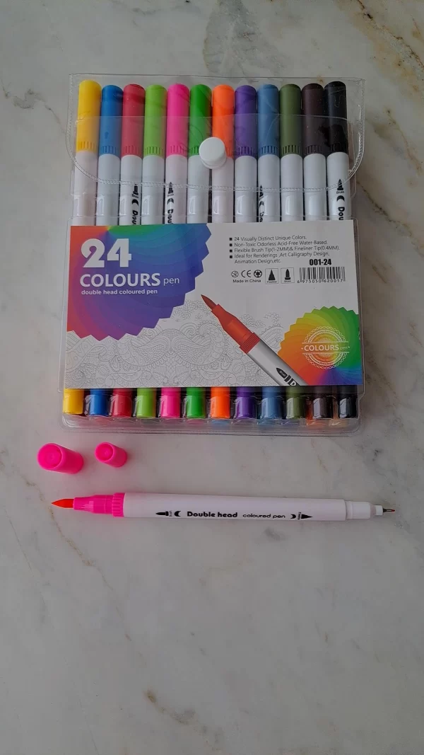 Kit com 24 Canetinhas para Pintar com Ponta Dupla