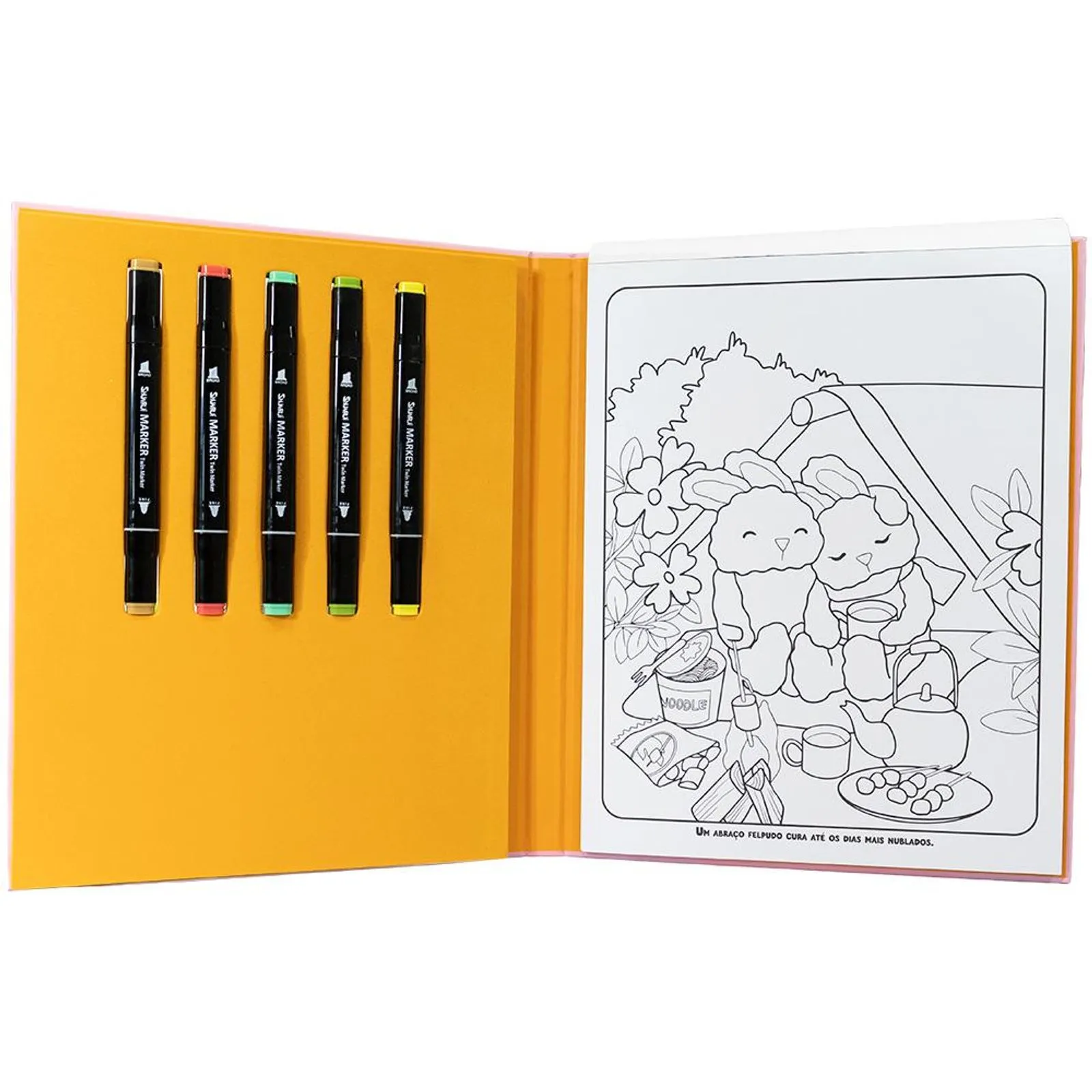Kit Livro+Canetas com Ponta Dupla para Colorir - Cozy Animal - Imagem 3