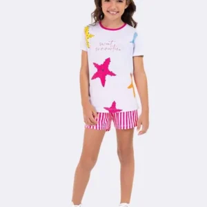 Pijama Manga Curta Infantil - Estrela do Mar
