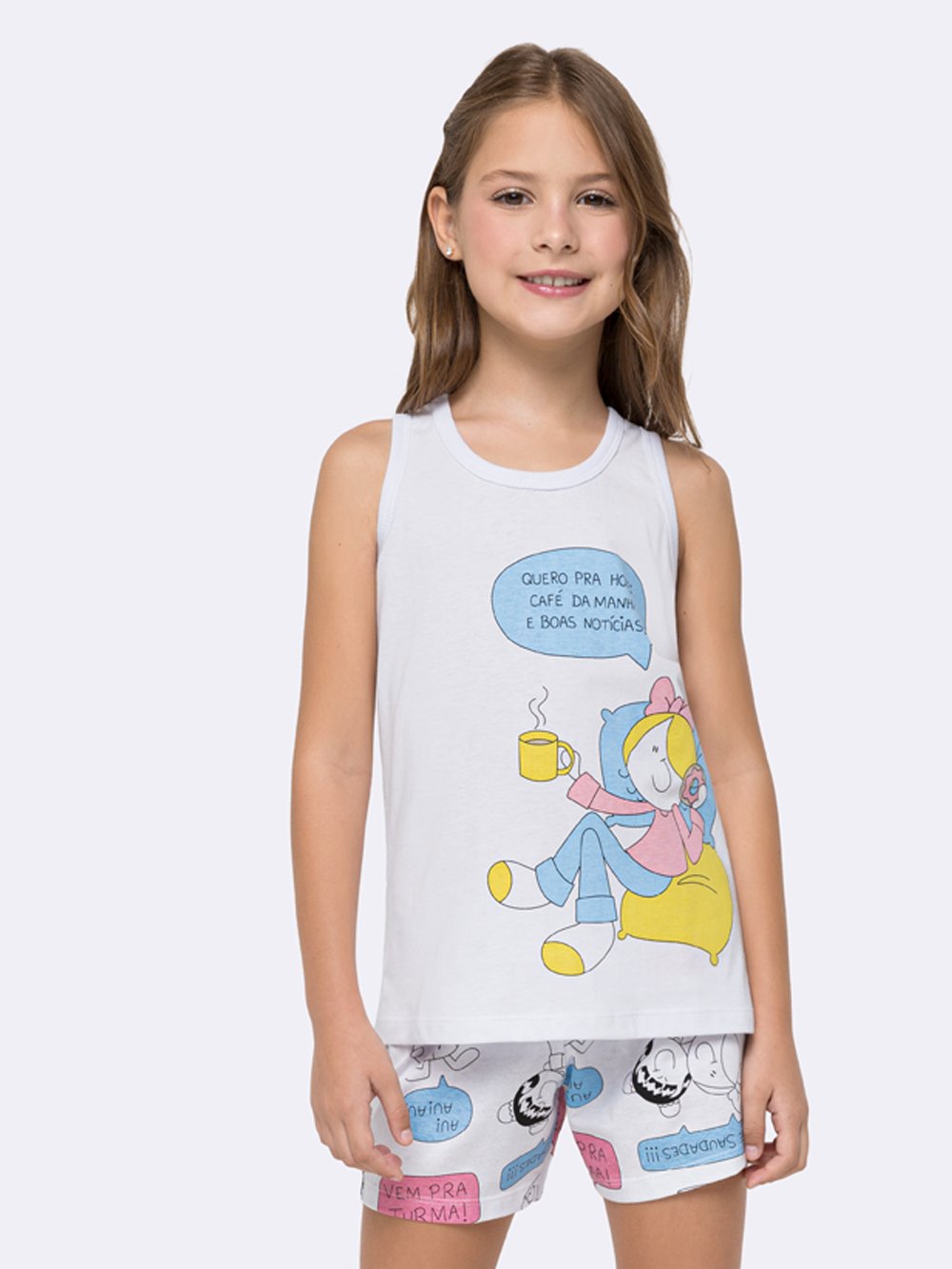 Pijama Regata Infantil - Café