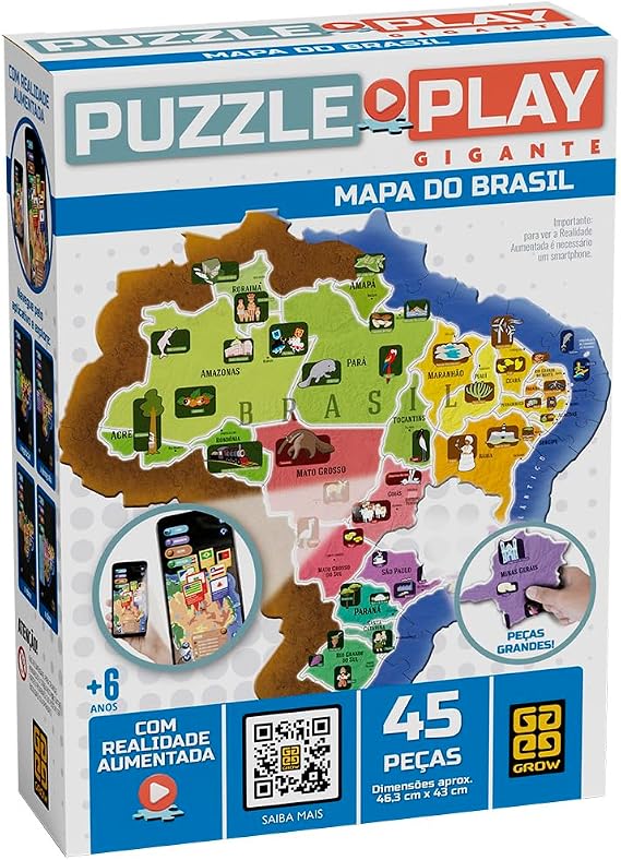 Jogo Puzzle Play Gigante - Mapa do Brasil