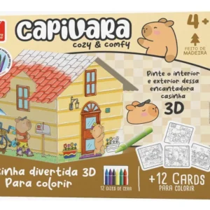 Casinha Divertida 3D para Colorir - Capivara