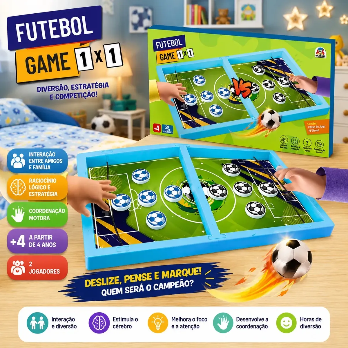 Futebol de Botão - Futebol Game com 10 Discos - Imagem 4