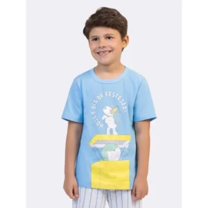 Pijama Infantil Masculino Manga Curta - Happy