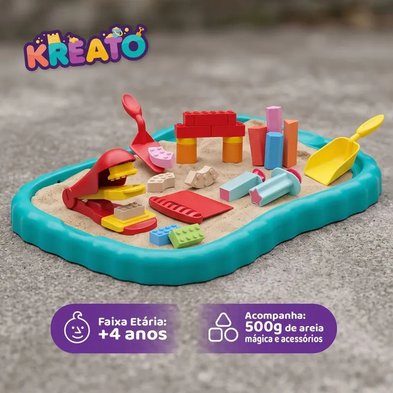 Kit de Areia Mágica Kreato - Faz de Conta com 08 Acessórios - Imagem 4