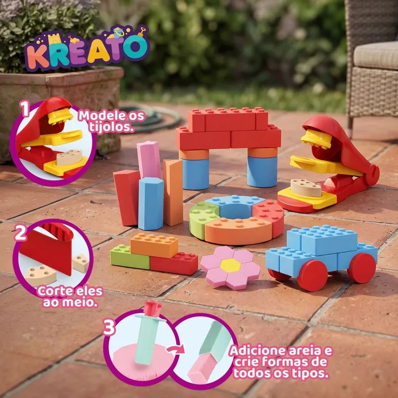 Kit de Areia Mágica Kreato - Faz de Conta com 08 Acessórios - Imagem 5